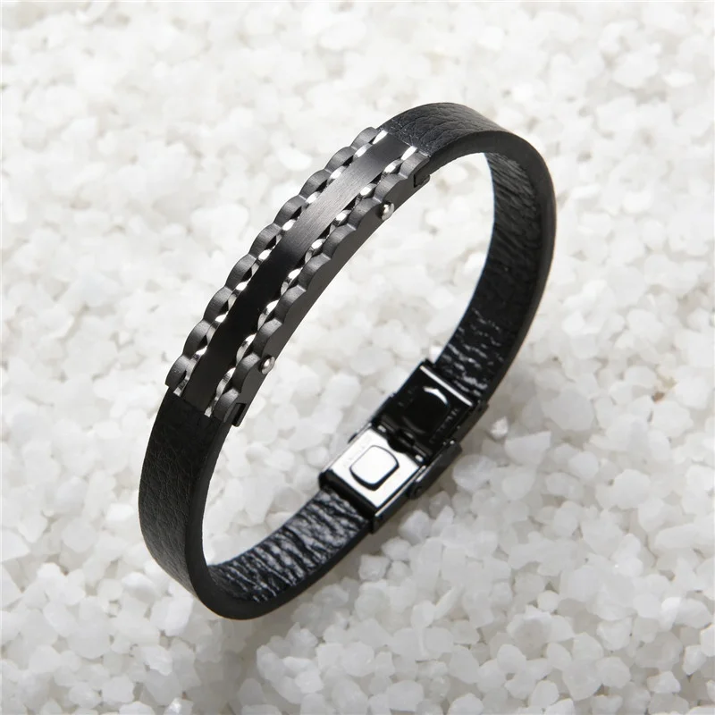 New product stainless steel clasps bracelet wholesale men women unisex male leather bracelet wrap mens leather bracelet