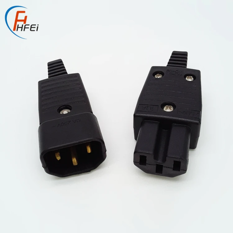 Solid copper AC socket plug 3 pin cable connector iec c14 c15 male connector iec c15 connector