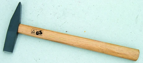 machinist hammer with bleached wooden handle, forged hammer head