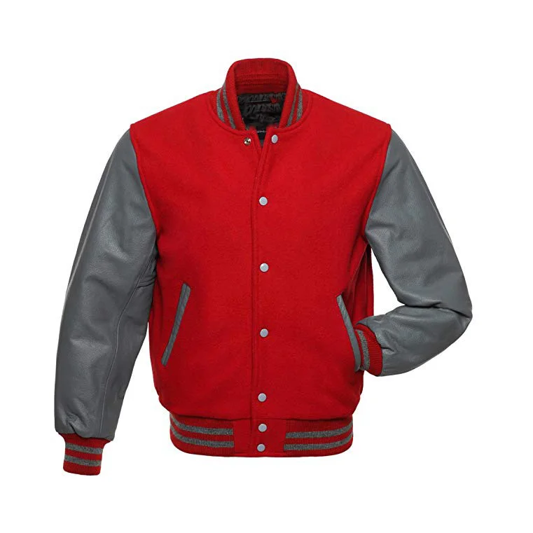 Wholesale Unisex Custom Leather Sleeves Orange Jacket Letterman Varsity Jacket