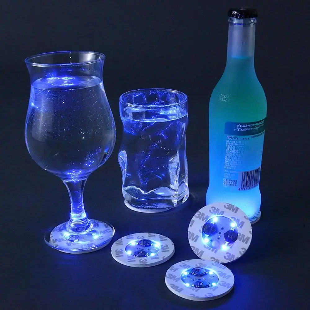Led Coaster Light Up Bottle Under Bottle Light Wine Liquor Bottle Clear Glass Cup Coaster