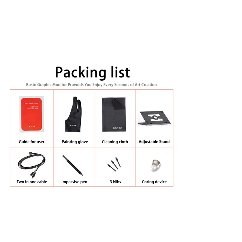 Drawing graphic tablet write signature digital graphic pen tablet pad monitor IPS 8192 1920*1080 5080lpi Bosto