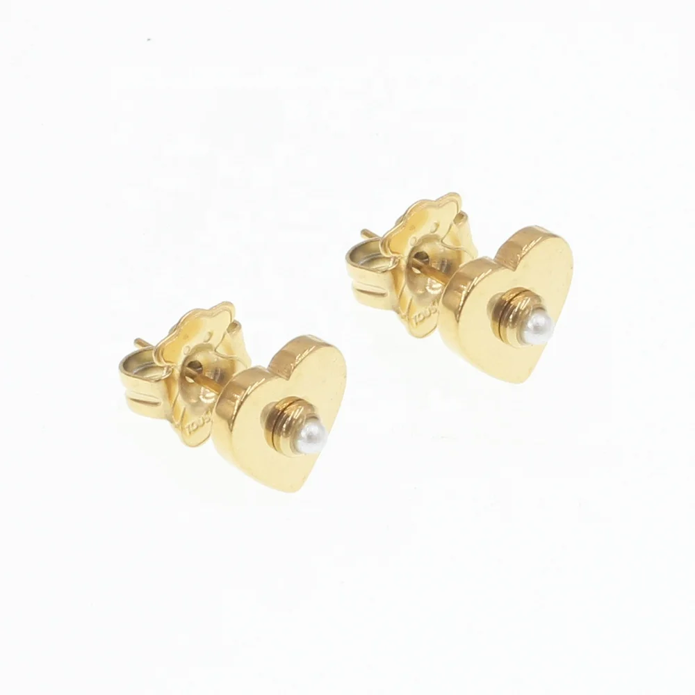 
Hot Selling Fashion Stainless Steel Bear Shaped Ladies Earrings Gold Simple Studs 