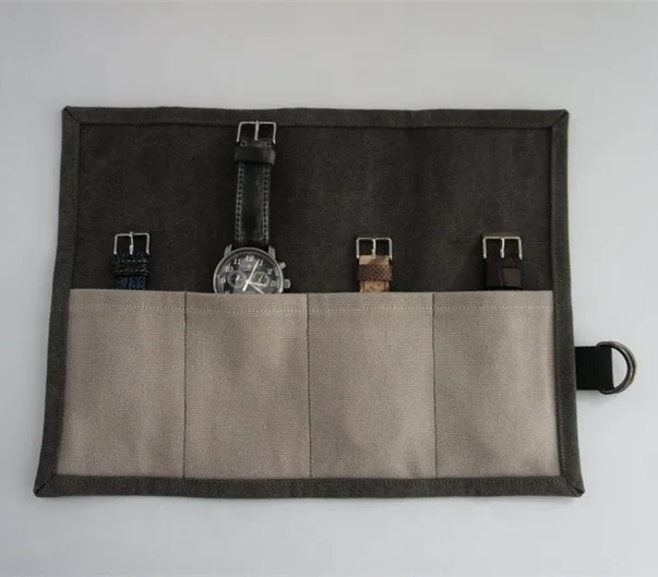 canvas watch roll custom logo handmade watches organizer case