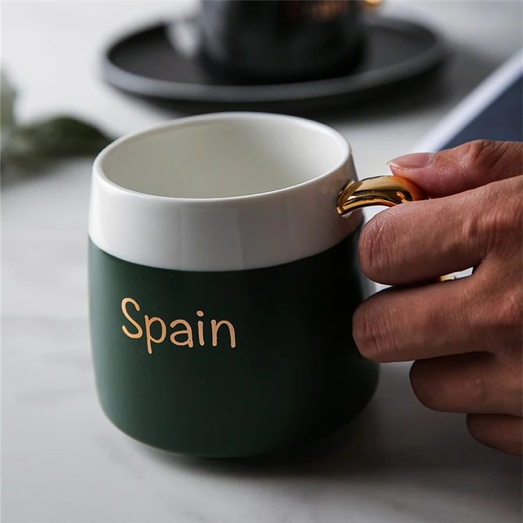 China supplier customized golden logo personalized stoneware coffe mug