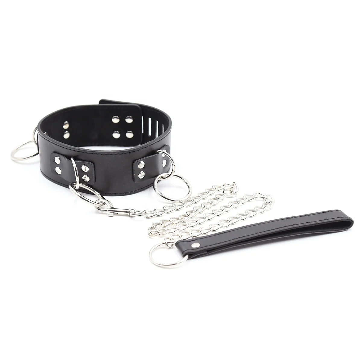 PVC Faux Leather Padlock Lockable Collar For BDSM Slave Submissive Belt Gay Sexual Body Cage Necklace Harness Men Punk