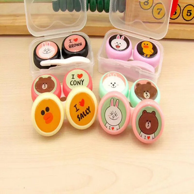 Latest Hot Sale PP Contact Lens Case Cartoon Fruit Cute Lens Case Mini Portable Colorful Mate Case