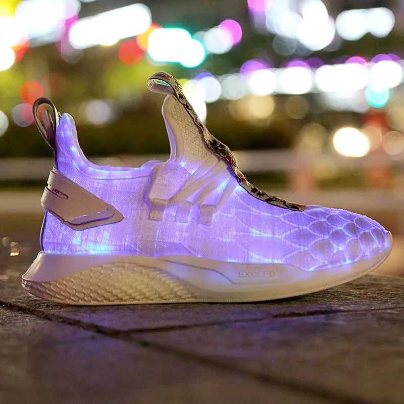 2021 wholesale unisex led light shoes fashion shoes lighting upper with fiber optic light