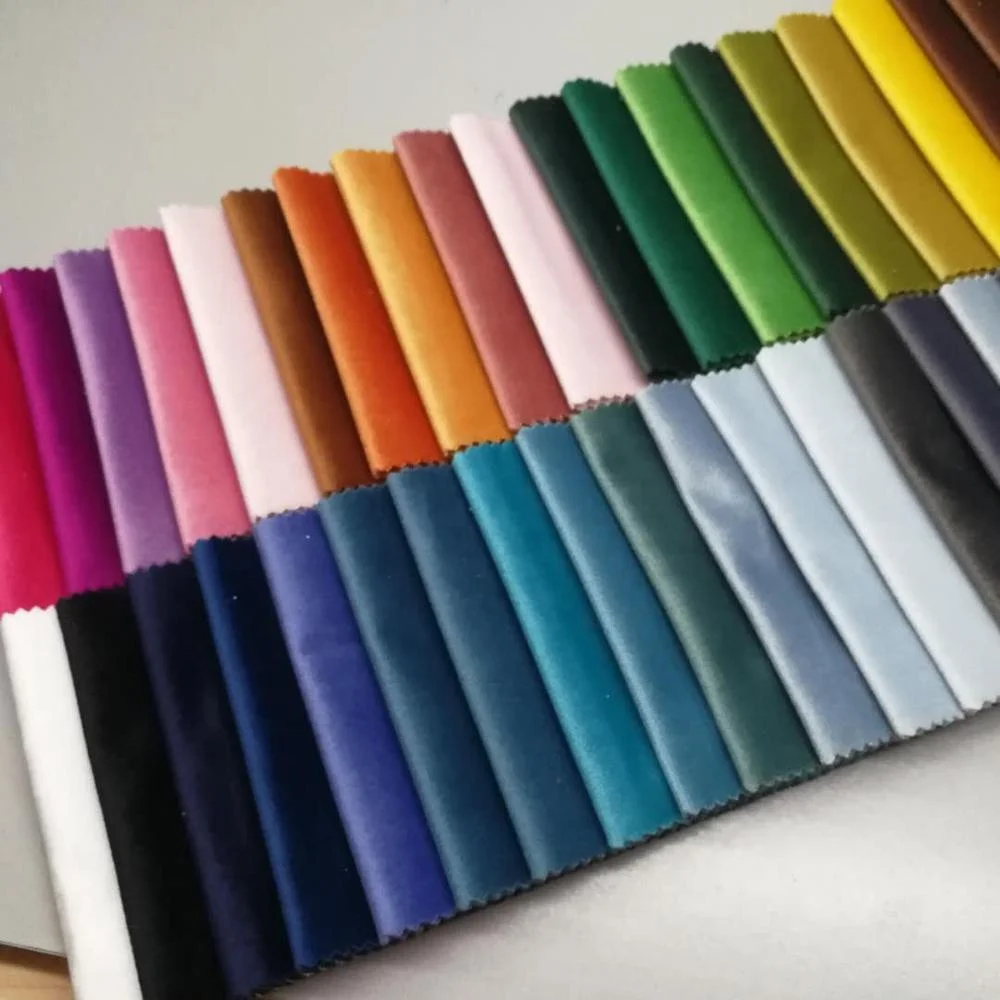 2019 Hot sale cheaper price soft 100% polyester warp knitted plain dyed holland velvet fabrics for sofa