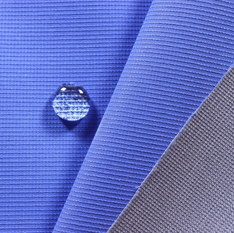 
Good quality sapphire blue pearl dot polyester pongee fabric for garment 