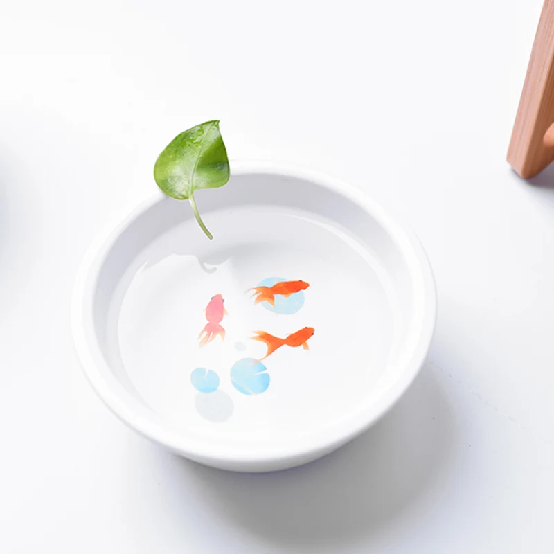 
Miaoxianer Wholesale Bamboo Cat Bowl Inclined Dog Bowl With Ceramic Double Bowl 