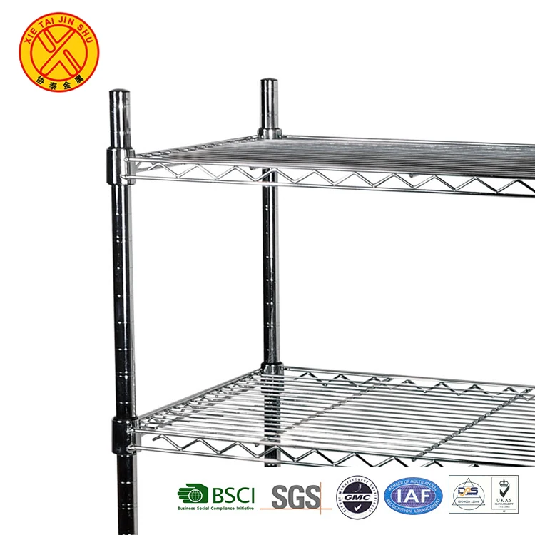 Hot selling 4 tier metal wire free standing storage shelves