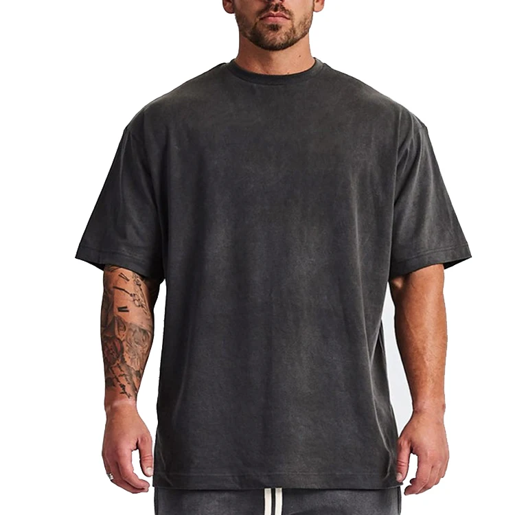 wholesale custom heavyweight oversized tee shirt vintage round neck line tshirt elastane black plain oversized t shirt for men