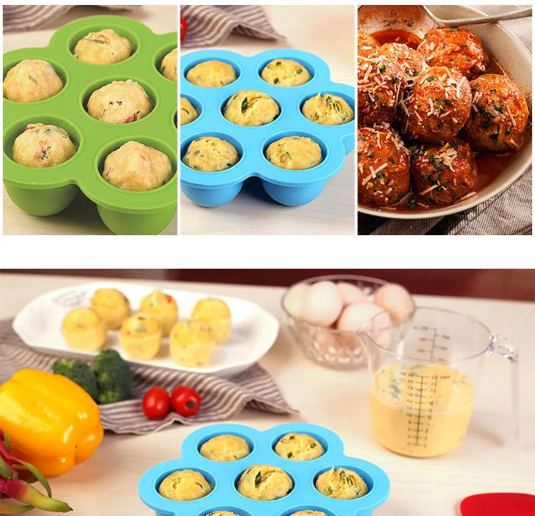 2019Amazon hot pot accessories set with Silicone egg bites molds and Steamer rack with silicon handle with 2 bonus silicon spoon