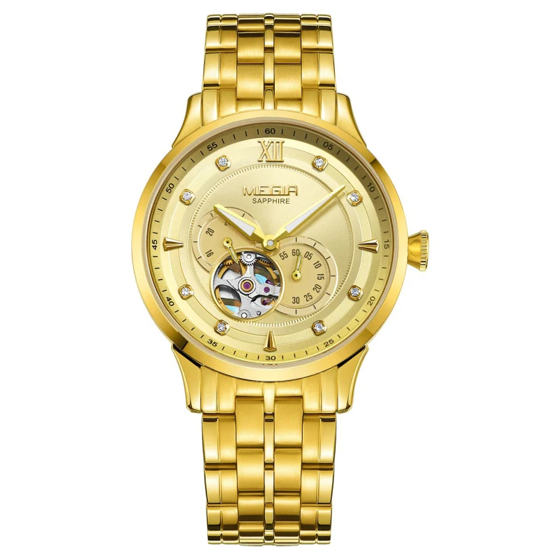 Shenzhen Watch Manufacture Japan Mechanical Movement 82S7 Private Label Stainless Steel Skeleton Men Gold Automatic Watches