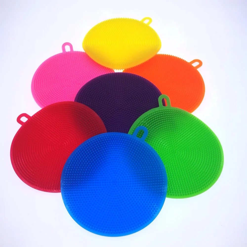 Double Sided Silicone Dish Sponge Washing Brush Scrubber Cleaning Sponges