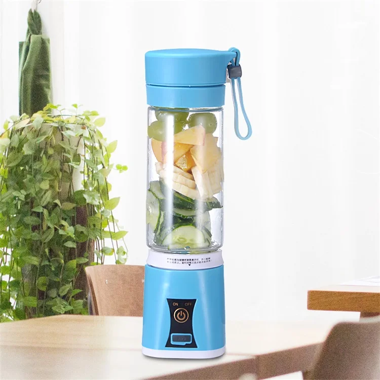 
Customized Multifunction Colourful Glass Usb Rechargeable 6 Leaf Knife Electric Juicer Bottle Drinking 