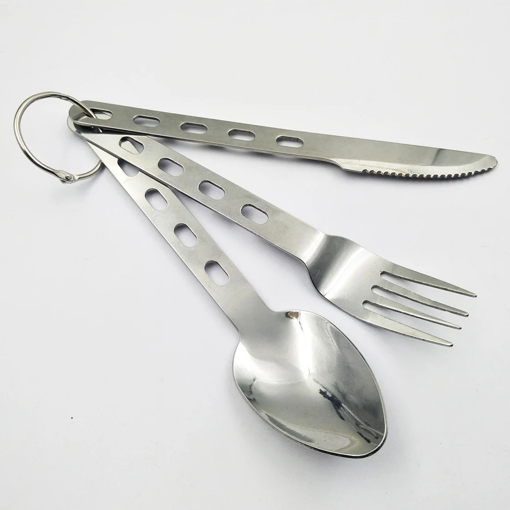 Unique Camping Stainless Steel spoon fork knife Metal Pocket Cutlery Set gift 3 in1 portable tableware Eco friendly Cutlery set