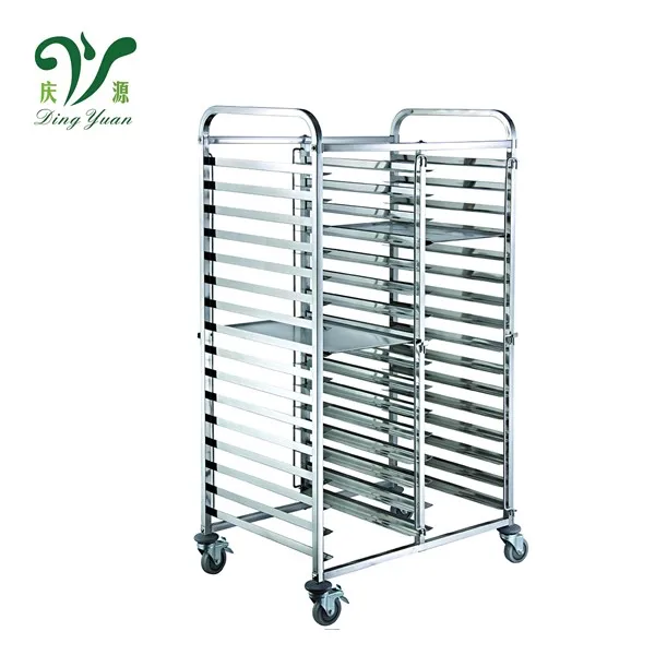 Baking Pan Tray Trolley Stainless Steel 15 Tiers Rack Trolley For Pizza Bread  Dessert Cake