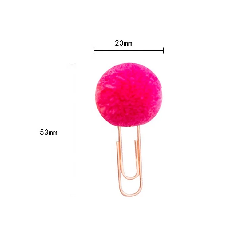 Popular cute Hair ball rose gold clip modelling pompom  Paper clip for sell