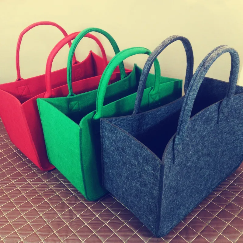 Large Lady Felt Handbag tote bag wholesale felt bags for shopping With Customized Logo
