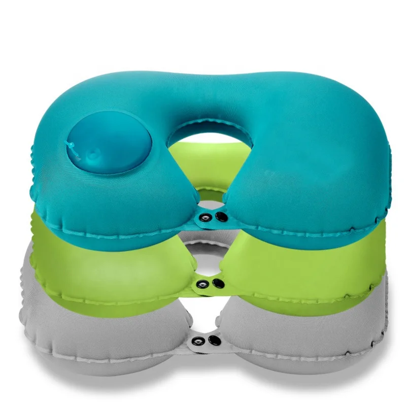 Amazon Portable U-Shape super soft Automatic inflatable pillow travel pillow