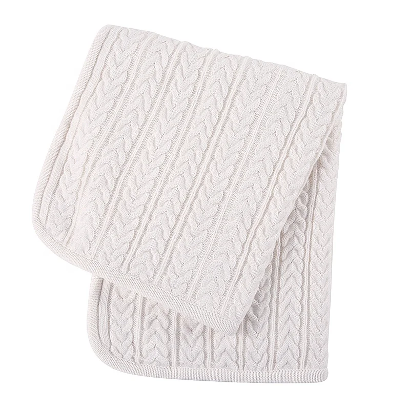 Warm, Soft, Comfortable Double Layers Cable Knit Face with Microfibre Faux Sherpa Lining Baby Blanket for Winter