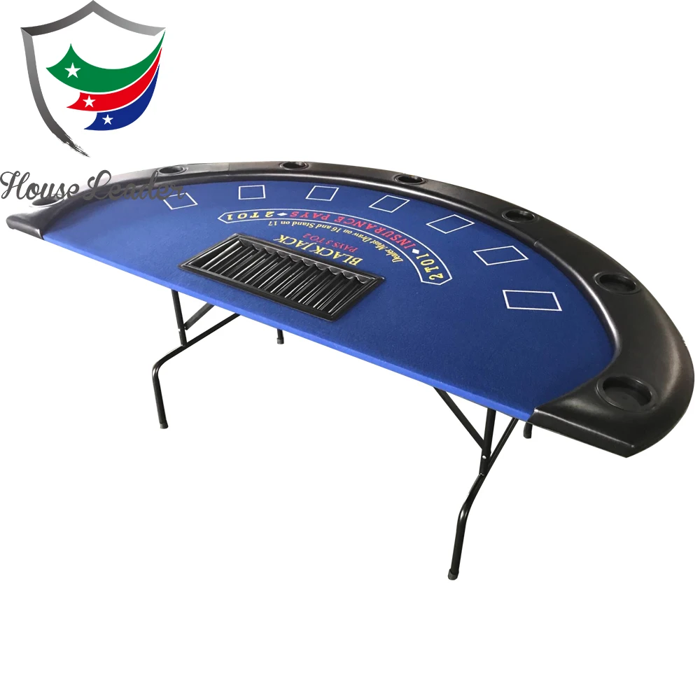 
Premium 72 inch Reinforced Metal Legs Plastic Cup Holders BlackJack Poker Table 