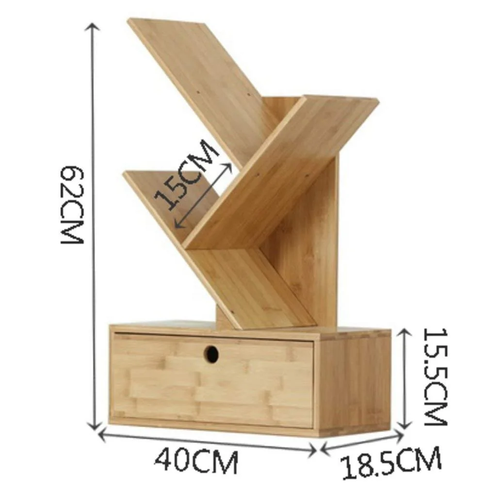 Bookcases Creative Bookshelf, Desktop Multi-Drawer Bamboo Storage Rack Bookshelves