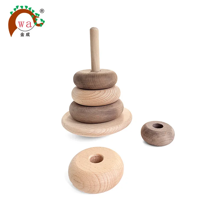 
Natural Wooden Stacking Rings Organic Kids Stracker Toy 