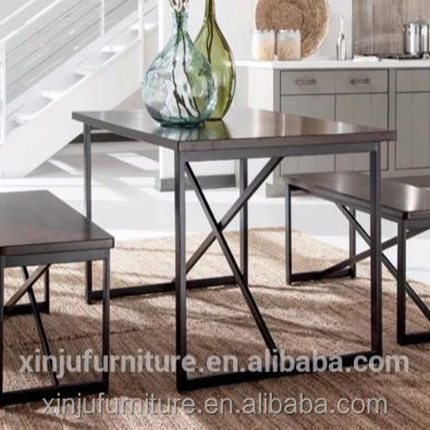Современный и контракт vogue Металл поддерживает квадратный обеденный стол и скамейку