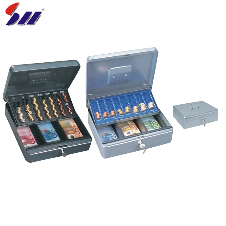 300*240*90 мм Оптовая Продажа серый нержавеющая сталь портативный Сейф мини кассовый ящик с кабелем для дома