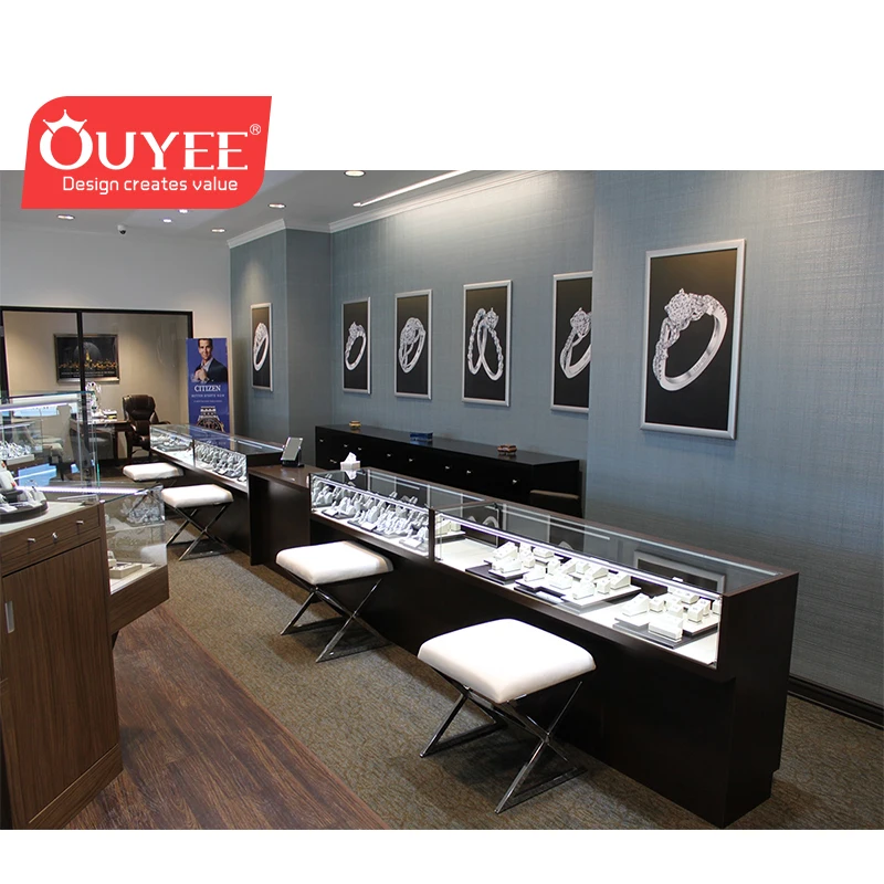 Antique Wooden Style Jewelry Showroom Furniture Mobile Used Glass Display Cases Jewelry Used Jewellery Display Counter