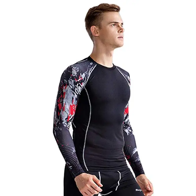 Compression shirt bjj rush guard long sleeve jiu jitsu rashguards Custom Sublimation Printed MMA Rash Guard For Men