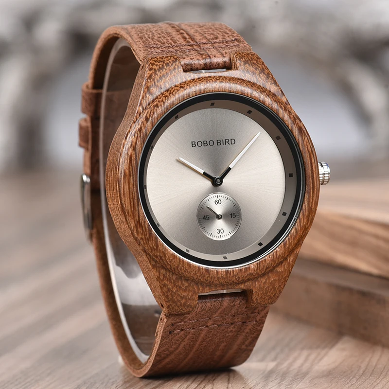 BOBO BIRD sample design Wood Watch Logo with Genuine leather Quartz Watch
