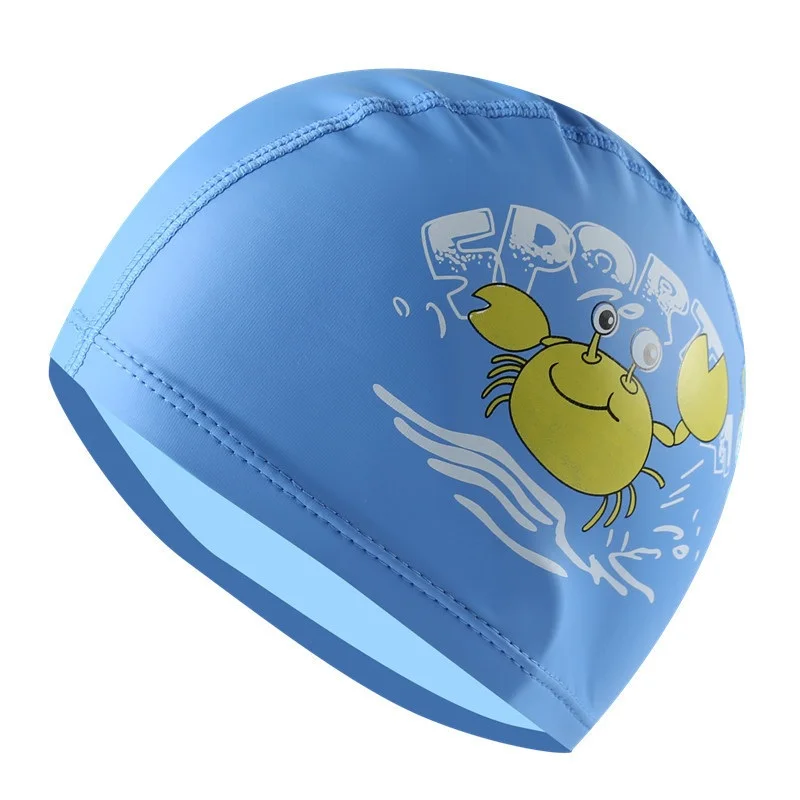 
PU coating & Lycra fabric swimming cap for kids crab printing  (62081158274)