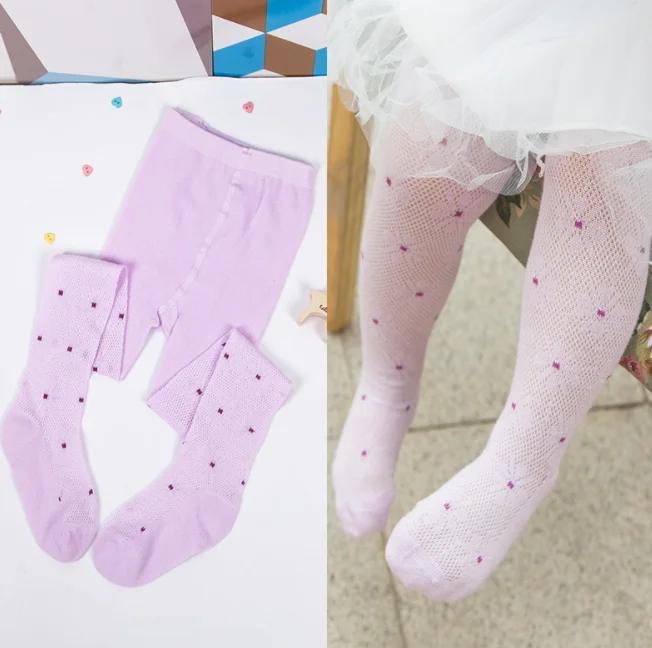 Тонкие хлопковые детские колготки для ранней осени носки девочек с цветами Детские сетчатые маргаритками из полипропилена