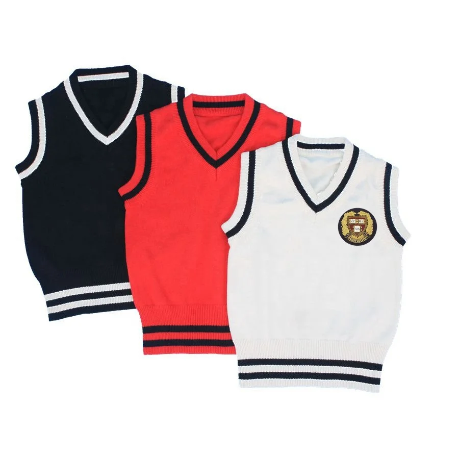 
hot selling OEM new design custom winter warm sleeveless school uniform sweater 