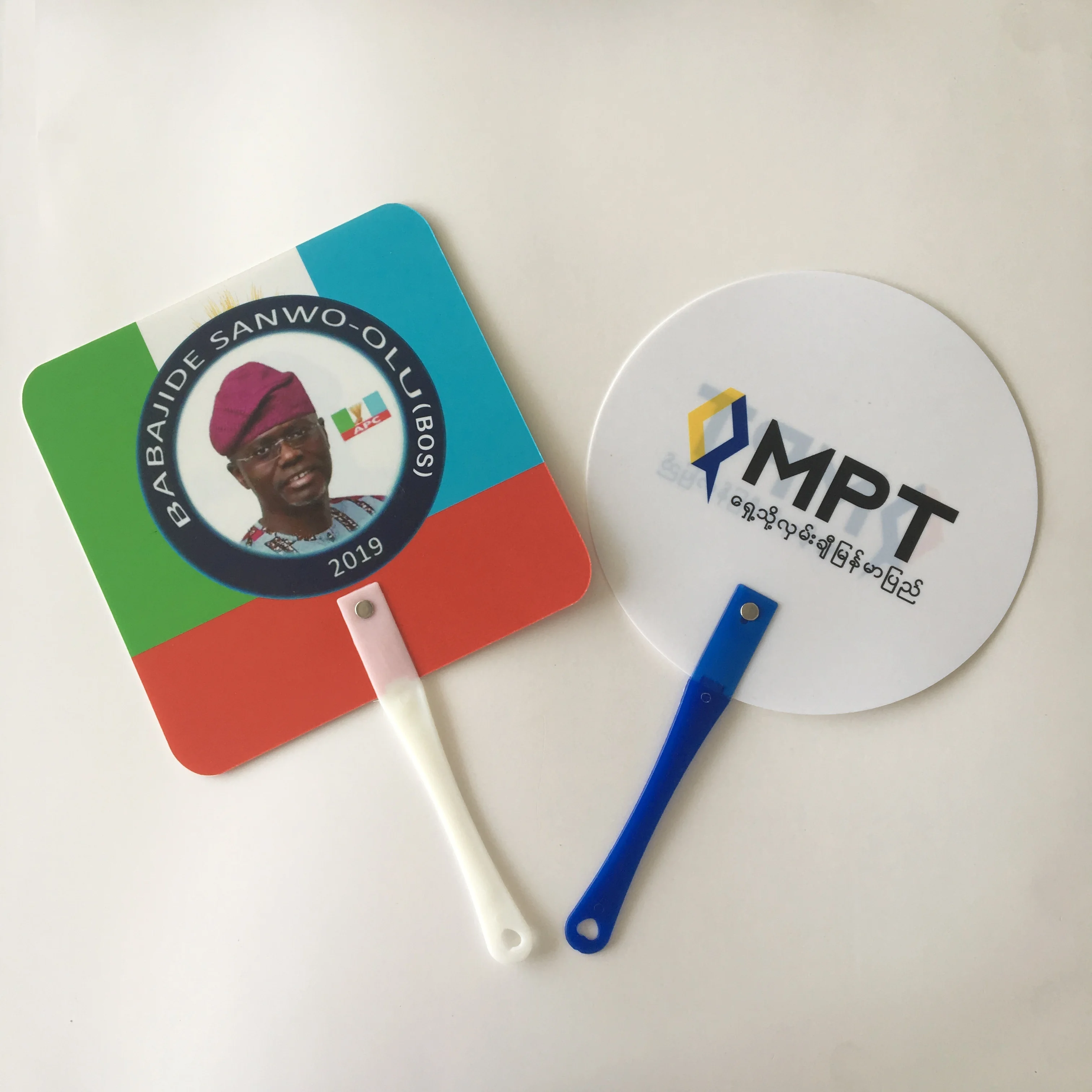 top quality custom printed personalized plastic PP hand held fans