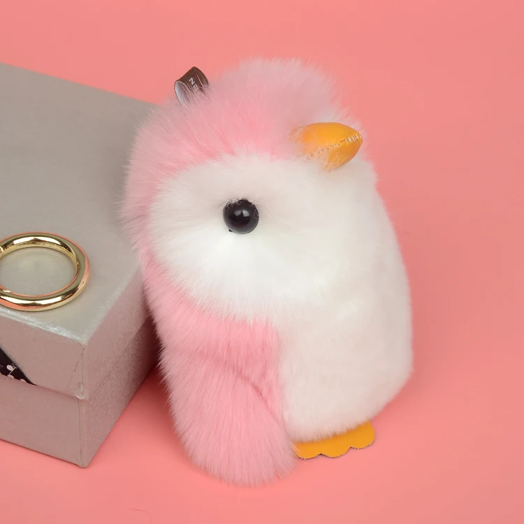 Top Quality Rex Rabbit Fur Penguin Keychain For Bag Pendant Keychain
