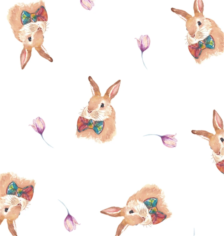 Rabbit Pattern Custom 4 ways Stretch Spandex Print Cotton fabric digital printed