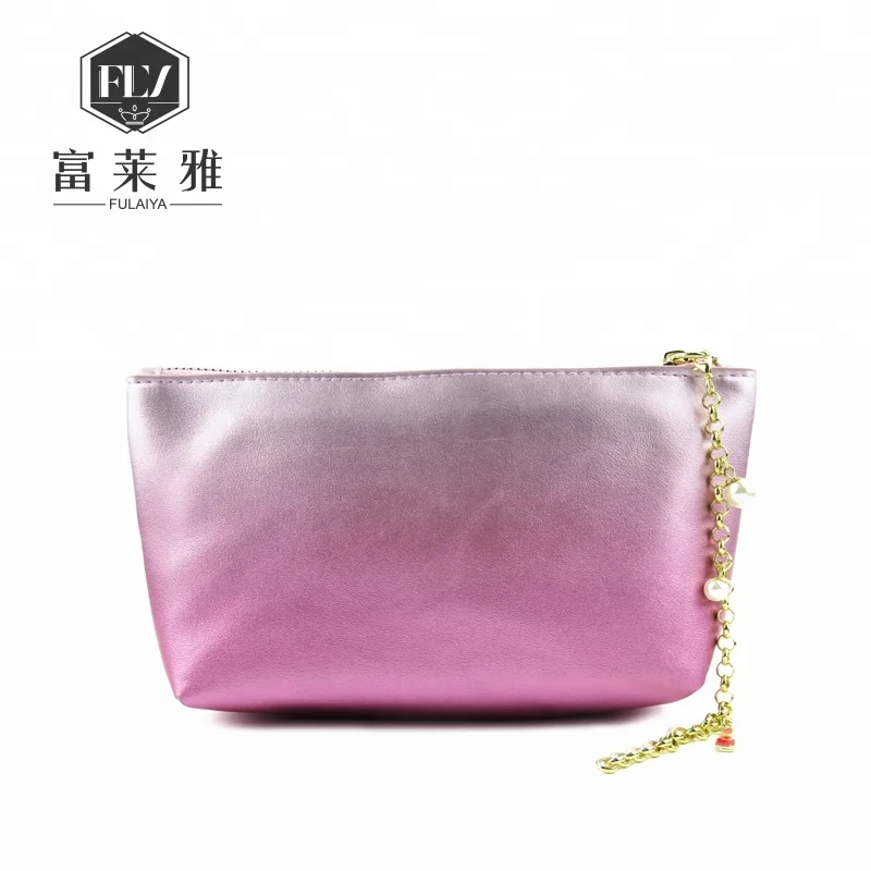 Fashion Decoration Chain Zipper Cosmetic Bag Case for Ladies