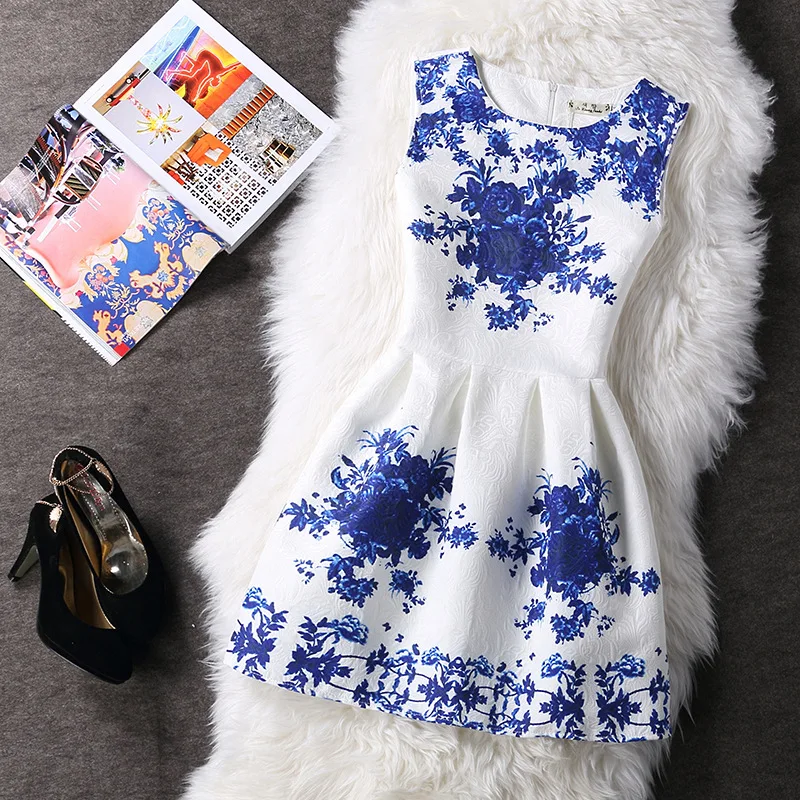 300 patterns Group 1 fashion dress wish hot women print dress sleeveless vest bottom a skirt beach dress