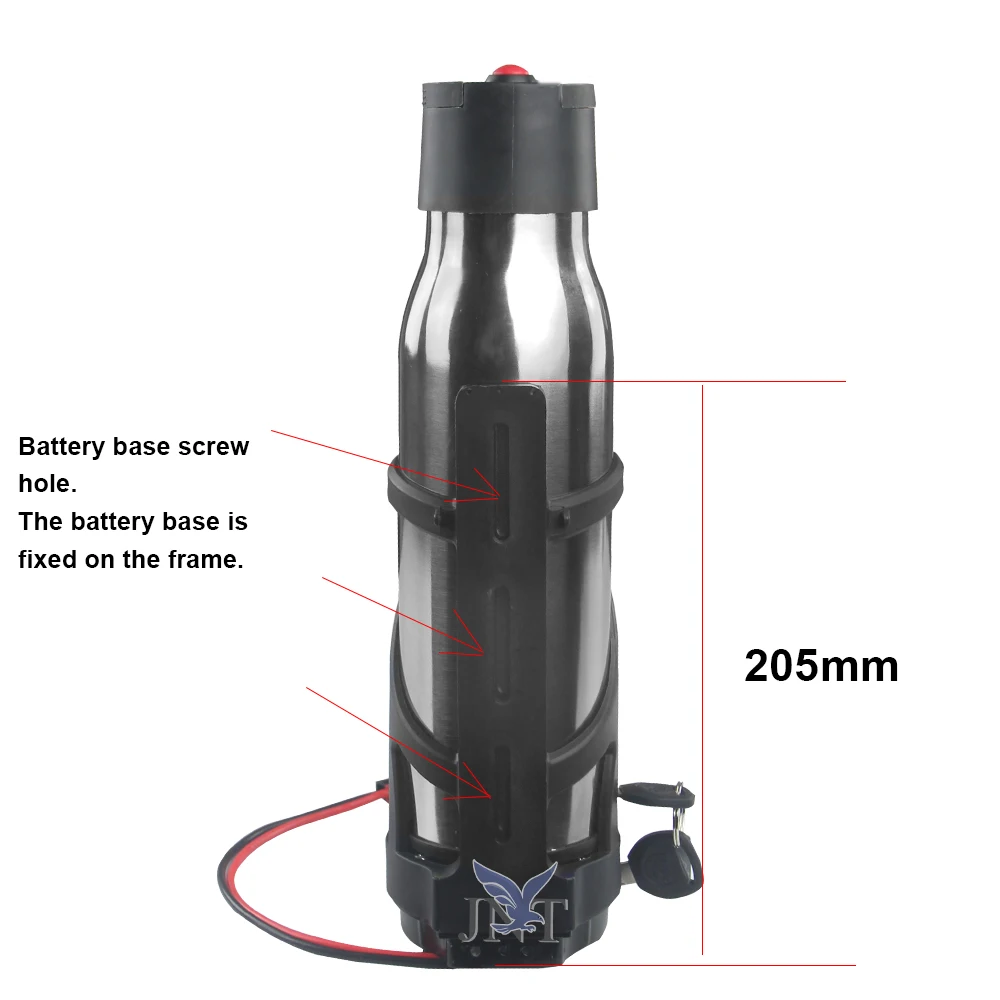 Mini electric bicycle water bottle 36v 7ah ebike battery with charger for 250-500W motor