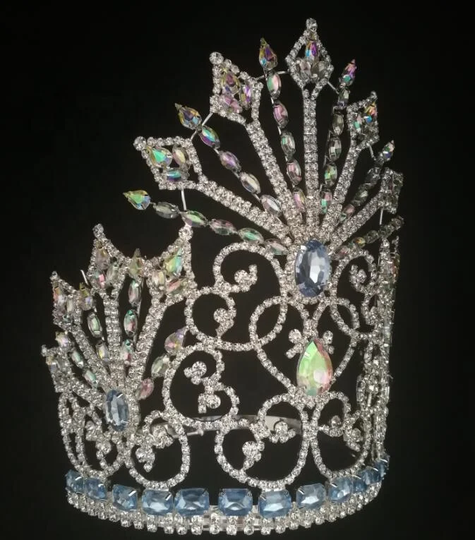 2023 Round Rhinestone Princess Tiara Queen Crown Large Custom Miss World Pageant Crown
