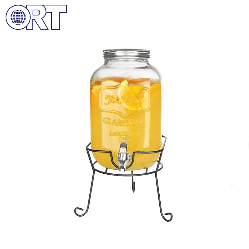 
Big drink dispenser glass beverage juice glass jar with tap 