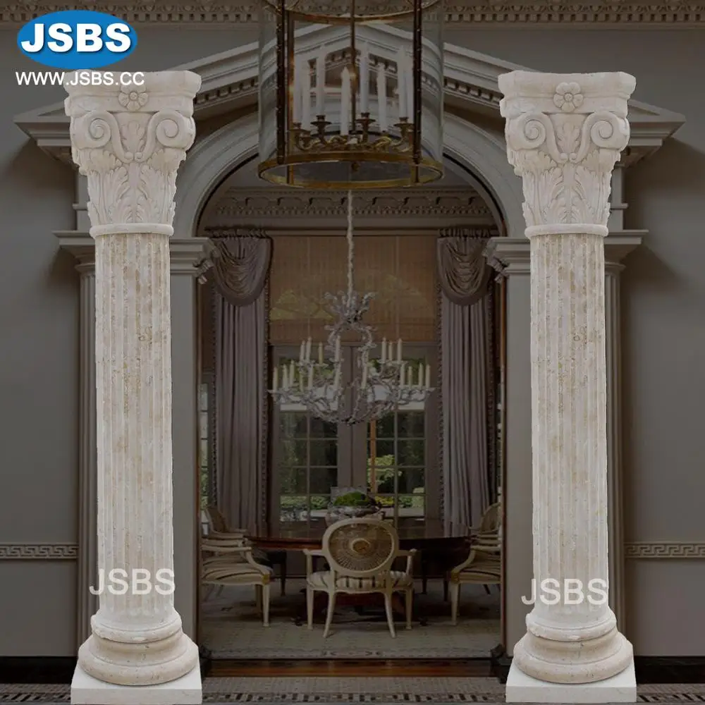 Hand Carved White Marble Roman Column For Sale