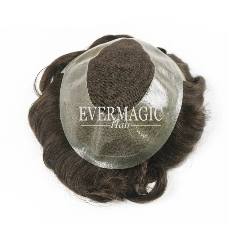 
Wholesale Handsome #5 Brown Human Hair Toupee for Men Full Lace Hair Wig For Hair Loss Men 