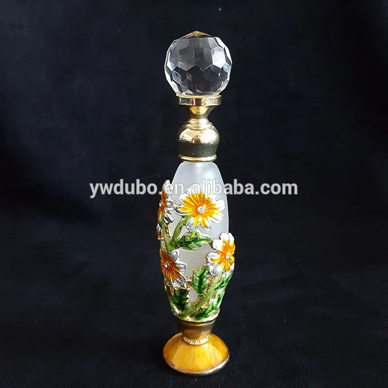 6ml Metal Flower Bee Pupa Shape Arabic Glass Perfume Bottle Attar Parfum Essential Oil Bottles#56339/56536/56341/56513