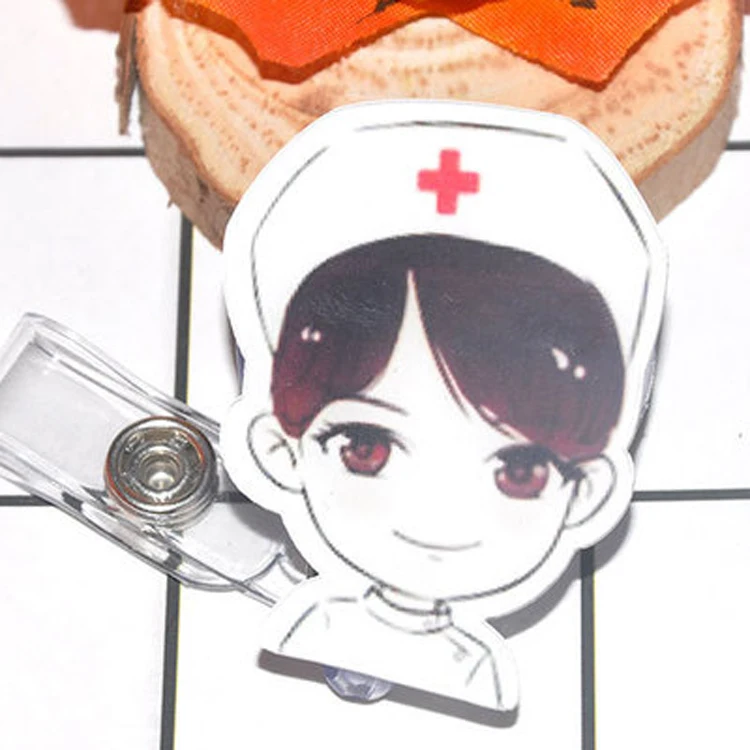 
Wholesale Custom Cartoon Nurse badge Reel Retractable with ID Badge Holder lanayrd 